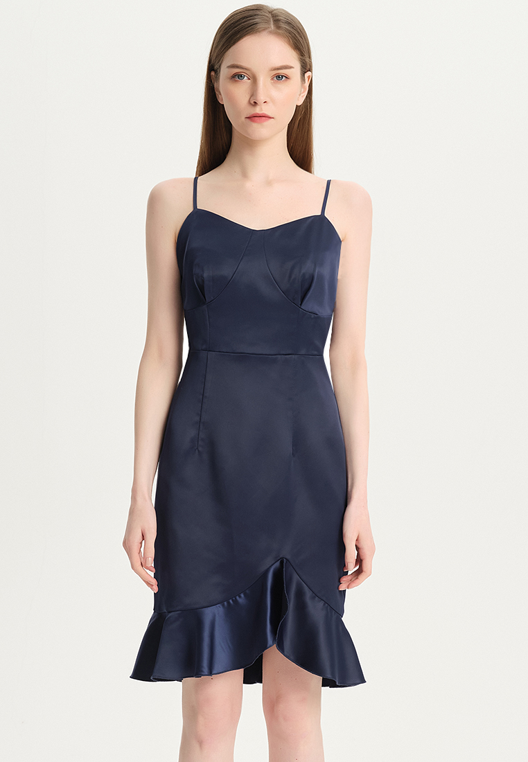 Women Ladies Latest Design Cocktile Dress Luxurious Sexy Faux Acetate for party Sling Irregular Ruffle One Piece Dress B22041203-sunnydaysweety