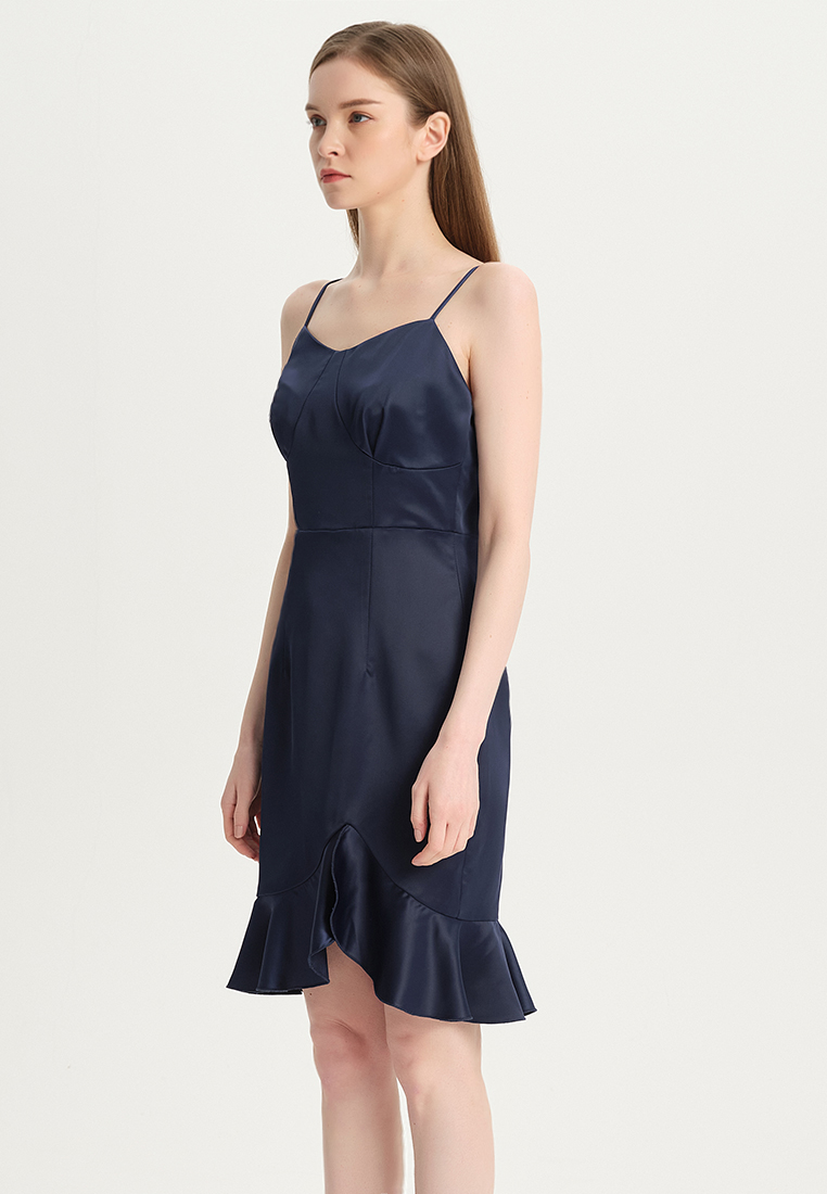 Women Ladies Latest Design Cocktile Dress Luxurious Sexy Faux Acetate for party Sling Irregular Ruffle One Piece Dress B22041203-sunnydaysweety