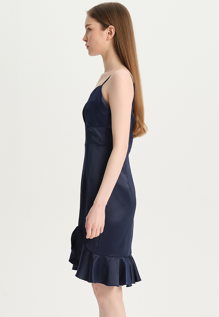 Women Ladies Latest Design Cocktile Dress Luxurious Sexy Faux Acetate for party Sling Irregular Ruffle One Piece Dress B22041203-sunnydaysweety