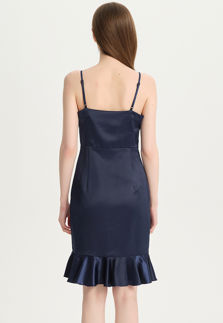 Women Ladies Latest Design Cocktile Dress Luxurious Sexy Faux Acetate for party Sling Irregular Ruffle One Piece Dress B22041203-sunnydaysweety