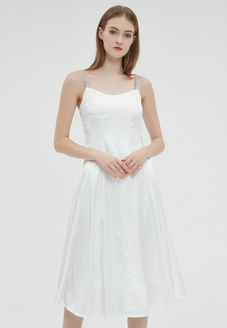 2023 Designer new summer Solid Color Suspenders Elegant and Graceful Dress B23070504