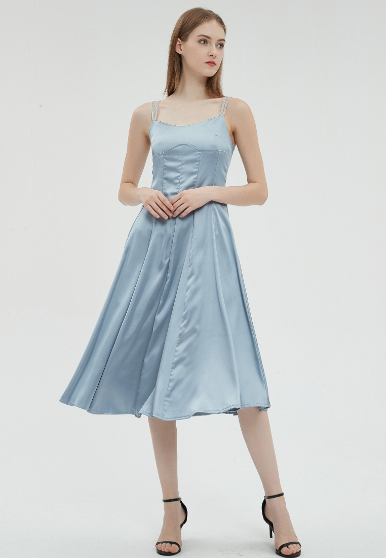 2023 Designer new summer Solid Color Suspenders Elegant and Graceful Dress B23070504