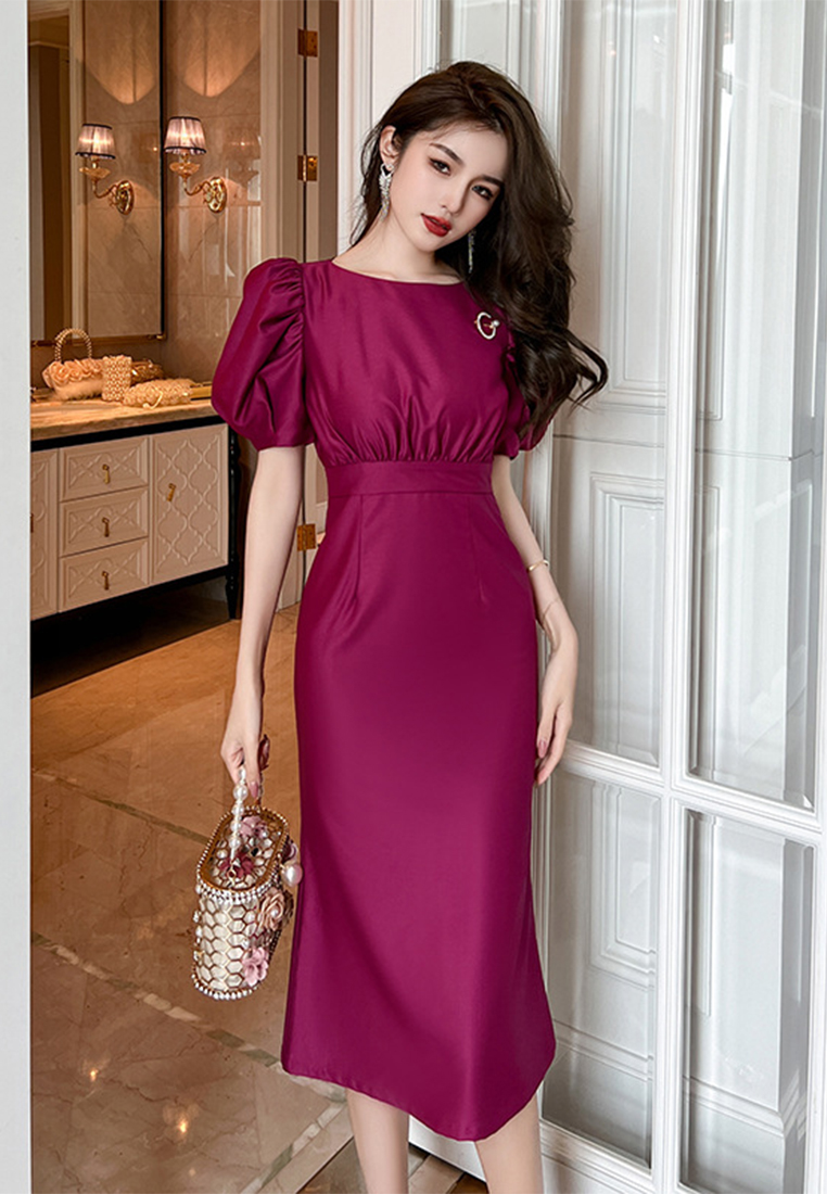 2023 New summer square neck puff sleeve dress 50159 CA061504