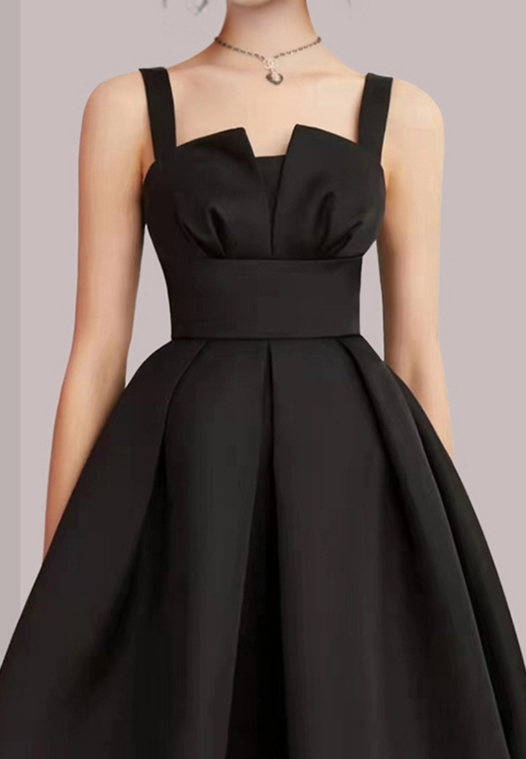 French Suspenders High Waist A-Line One-Piece Dress A22050504