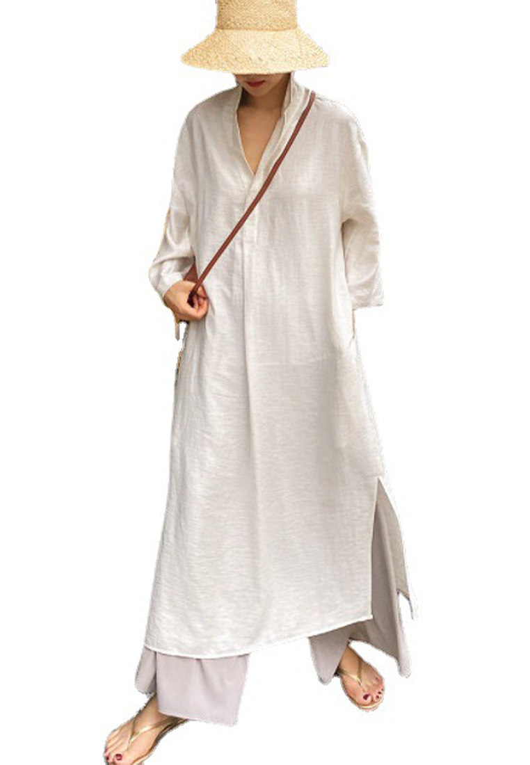 2023 Summer New Collection Korean-style Lazy Linen Shirt Dress CA061307KI