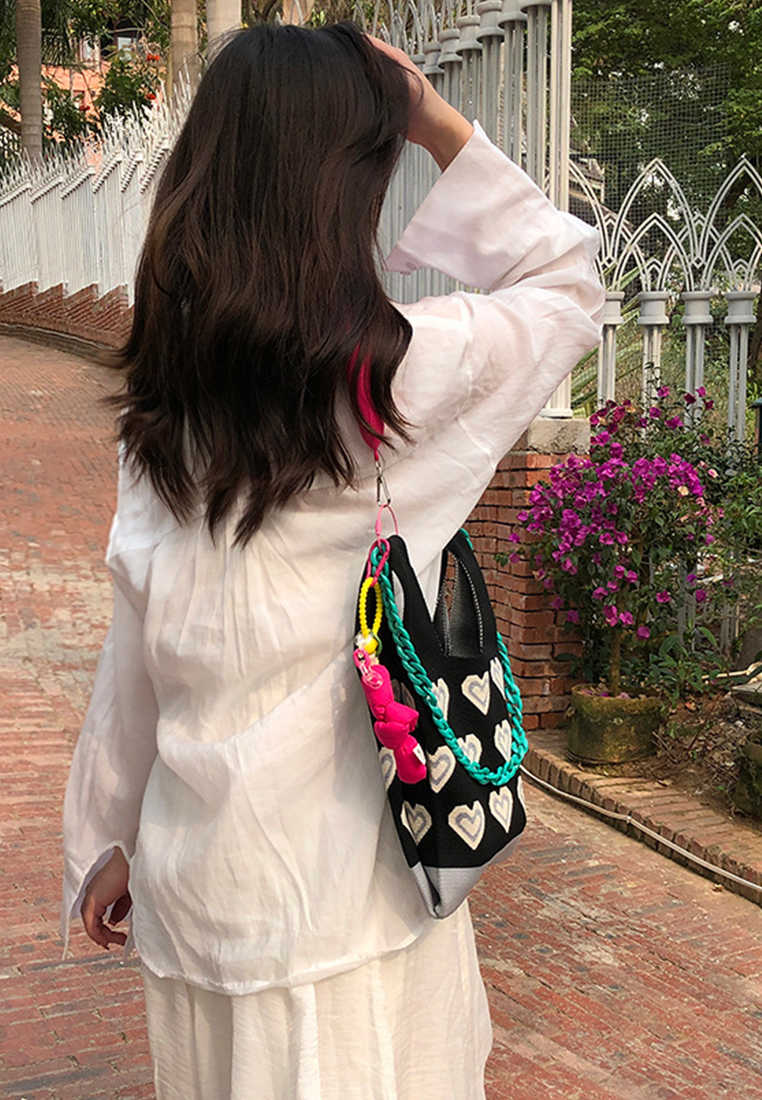 2023 New Chain Handcrafted Bag Heart Tote Bag CA080707BK