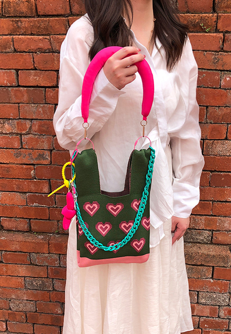 2023 New Chain Handcrafted Bag Heart Tote Bag CA080707GN