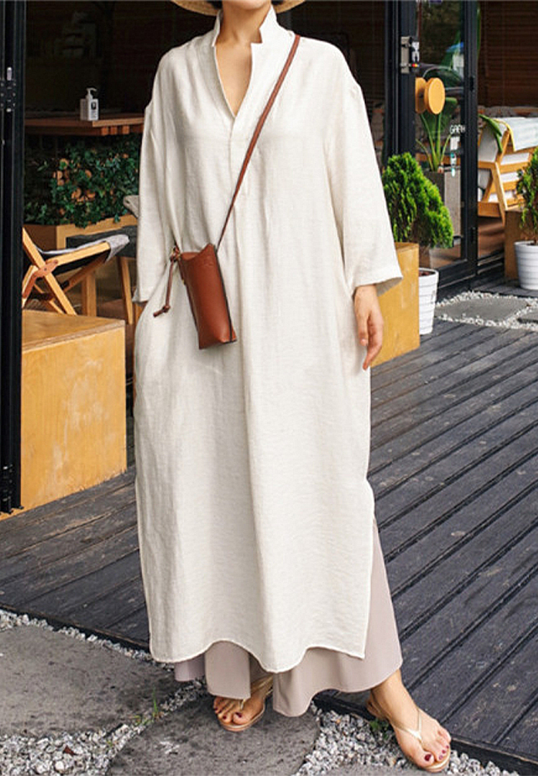 2023 Summer New Collection Korean-style Lazy Linen Shirt Dress CA061307KI