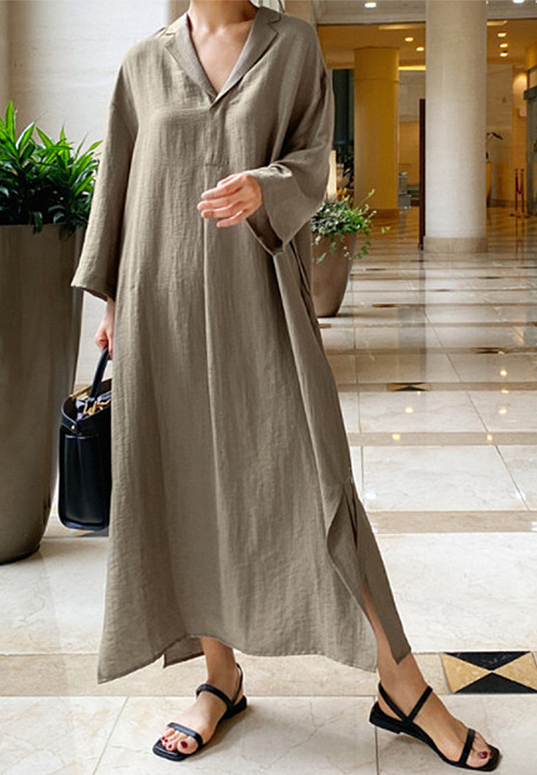 2023 Summer New Collection Korean-style Lazy Linen Shirt Dress CA061307KI