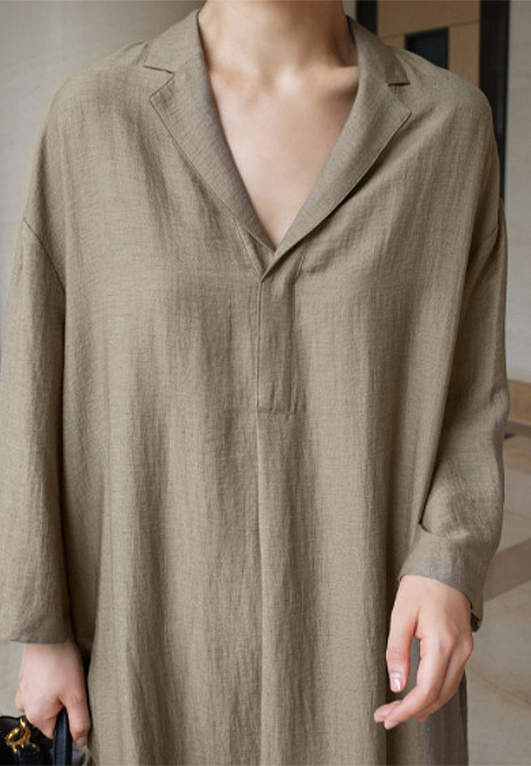 2023 Summer New Collection Korean-style Lazy Linen Shirt Dress CA061307KI