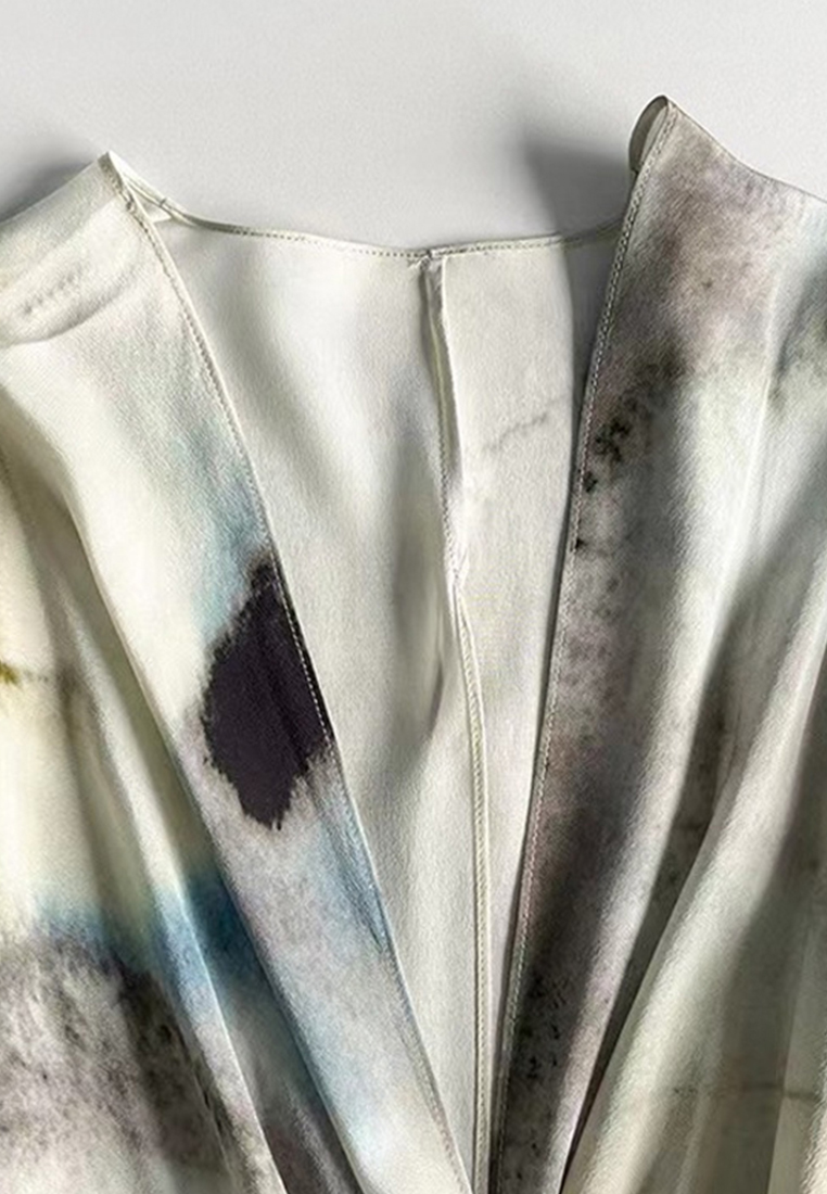 2023 Summer New Ink Splatter Silk Dress CA072409