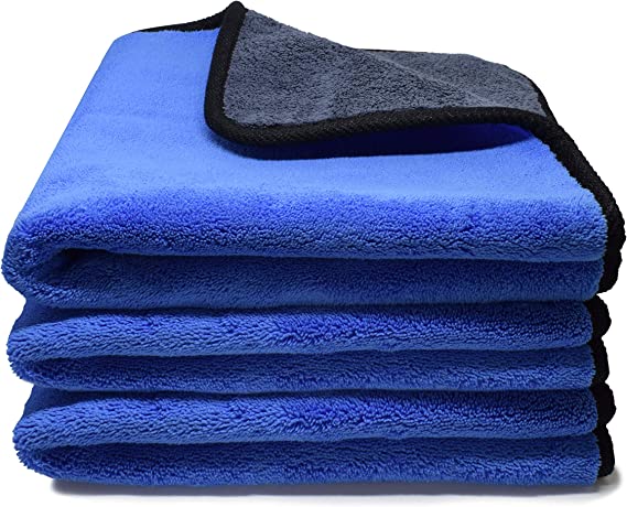 Microfiber Towels for Cars 3 Pieces 500 GSM polishing Cleaning Home, car and Motorbike - 12 x 12 Inches