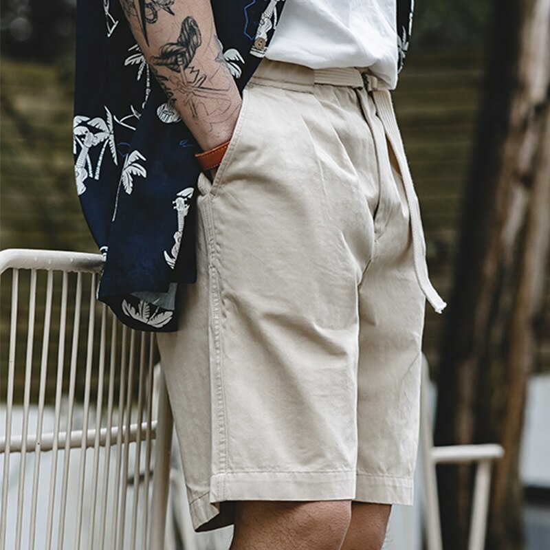 2022 Maden Summer Shorts For Man American Casual Wear Essentials Carabiner Belt Men's Cargo Shorts Slim