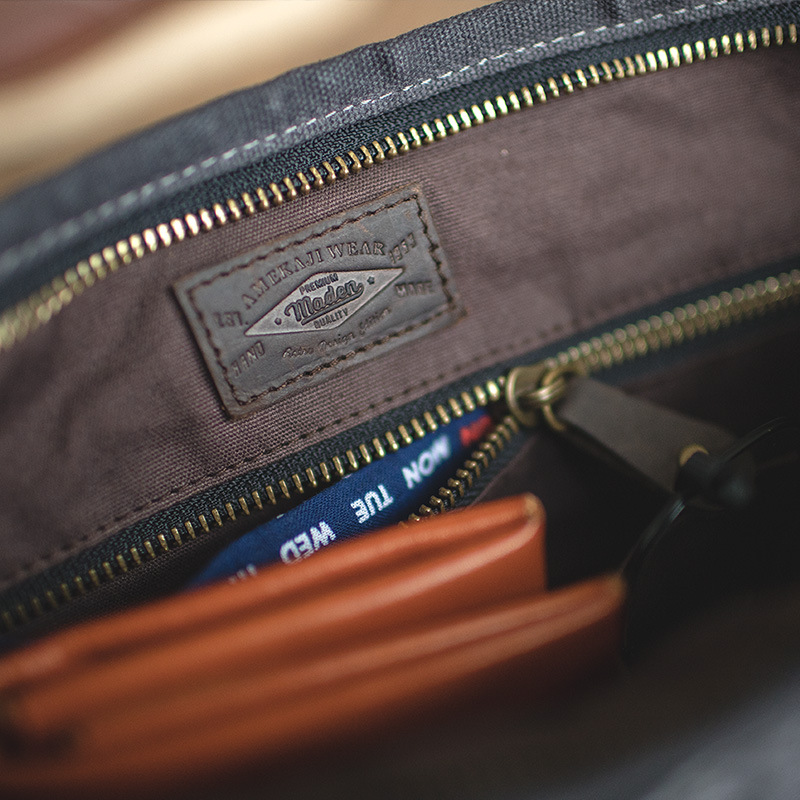 MADEN Vintage Simple Oil Wax Canvas Bag Men's Shoulder Crossbody Bag Summer Small Bag