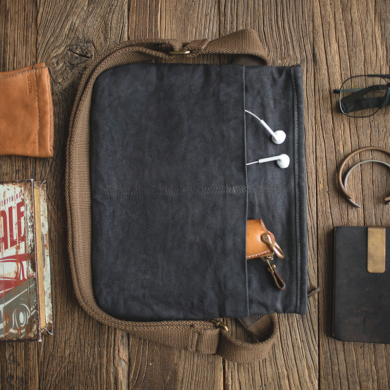 MADEN Vintage Simple Oil Wax Canvas Bag Men's Shoulder Crossbody Bag Summer Small Bag