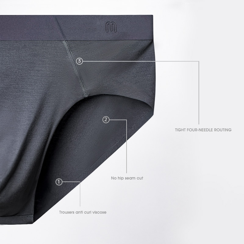 Maden Men's Briefs 60 Modal Non-marking Breathable Underpants Solid Mid-Rise Stretch Underwear Male Soft Sexy Panties Bikini