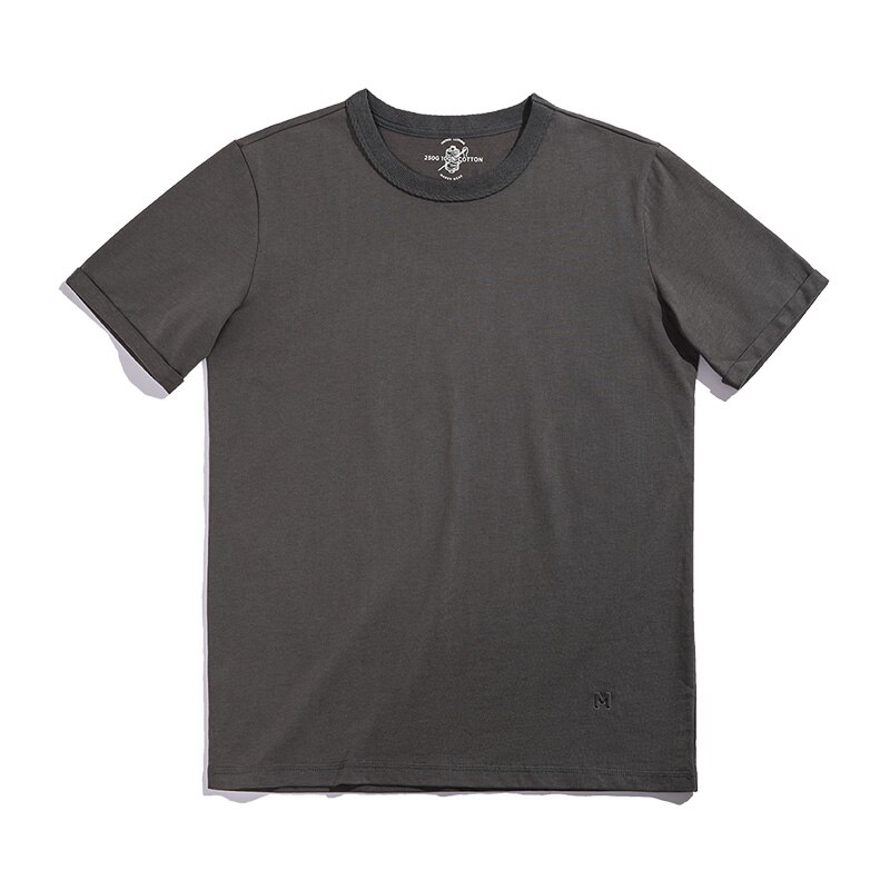 Maden 250g Cotton T-shirts Men Summer Street Round Neck Gray White Tee Short-sleeved Solid Heavy T-Shirt Man Trendy