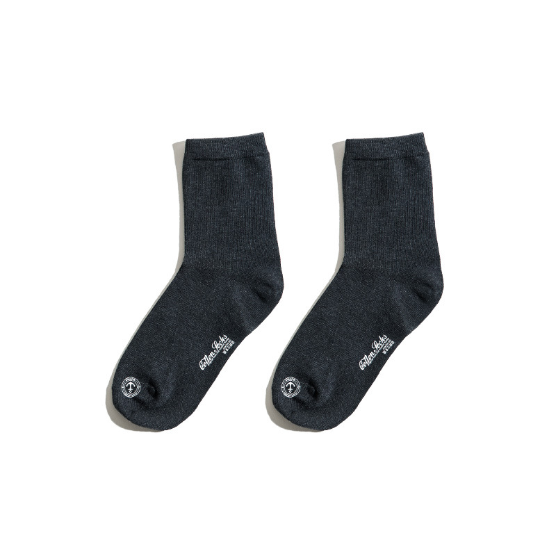 Maden 3 Pairs Embroidery Anchor Men's Socks Knitting Cotton Letter Sock Black Business Men Soft Breathable Socks Casual Hosiery