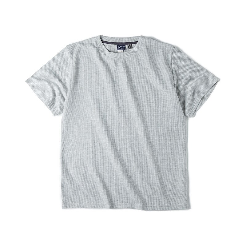 2023 Maden Brand Summer New American Style Waffle Pattern Round Neck Knit Short Sleeve Breathable T-shirt Anti Wrinkle Tee