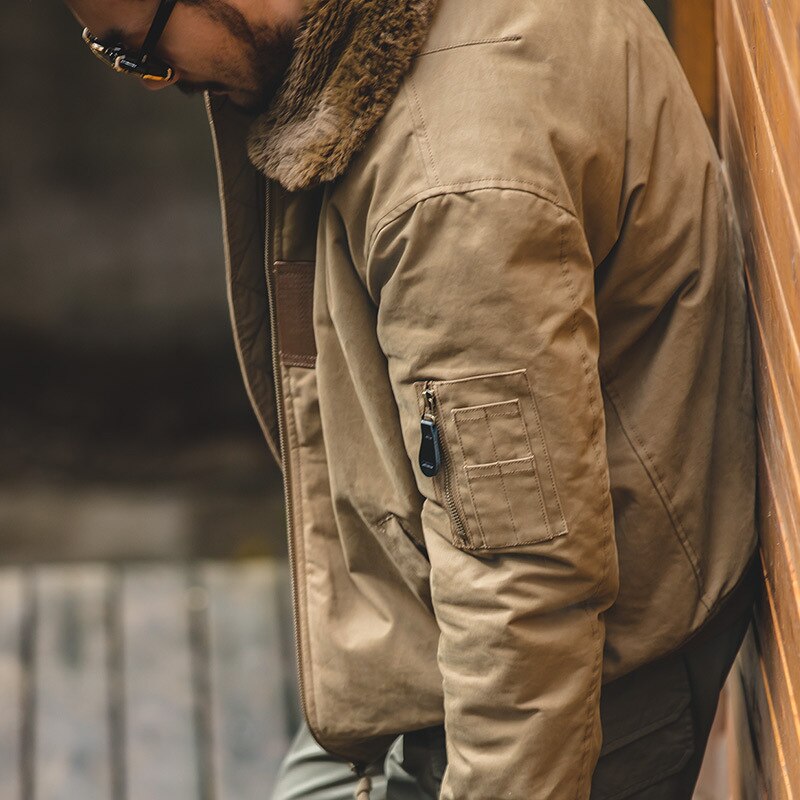 Maden Vintage B15 Bomber Jackets for Men Winter Military Windbreak Coats Warm Thick  Padded Jackets Outdoor Motorcycle Parkas