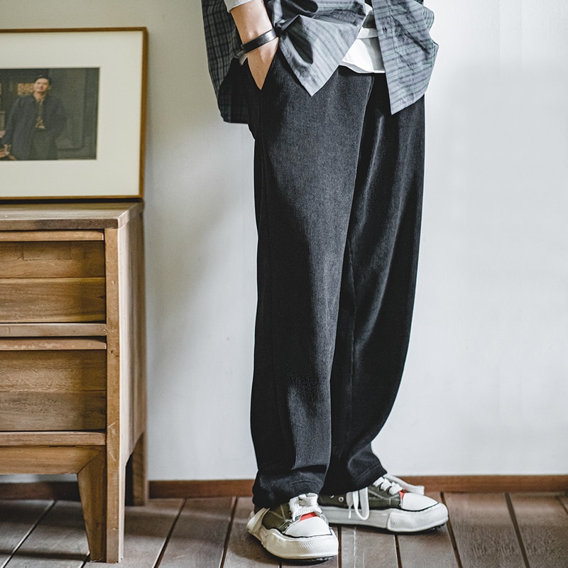 Maden Men's Chenille Fabric Pants Iron-free Drape Straight Long Pants Autumn Casual Trousers Oversized Sweatpants Tracksuits