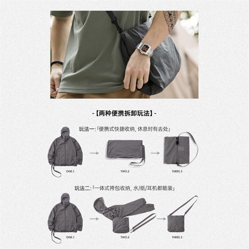 Maden Men's UPF 50+ UV Full Zip Sun Protection Jacket Light Thin Breathable Packable Fishing Windbreaker Hiking Hooded Skin Coat