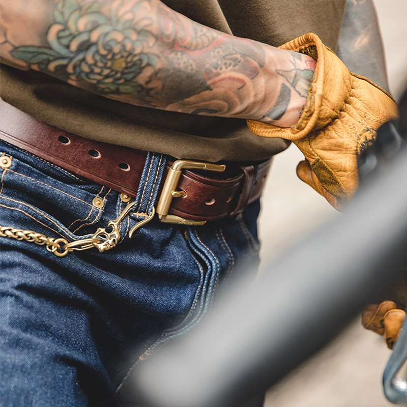 Maden Tooling Cow Genuine Leather Luxury Strap Male Belts Pin Buckle Waist New Fashion Coffee Classice Belt for Men High Quality