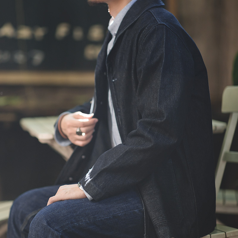 MADEN American Leisure Washed-out Vintage Blue Denim Jacke