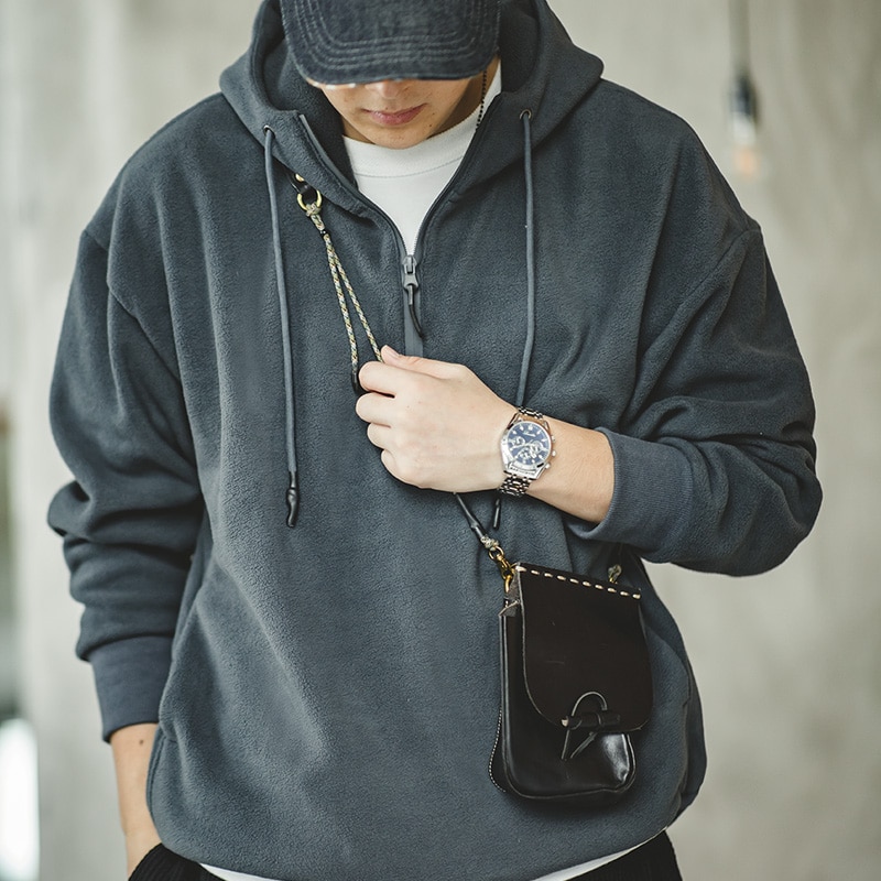 Maden Men Amekaji Solid Fleece Hoodies Sweatshirts Japan Retro Casual Oversize Thick Winter Pullover Hoody Tops