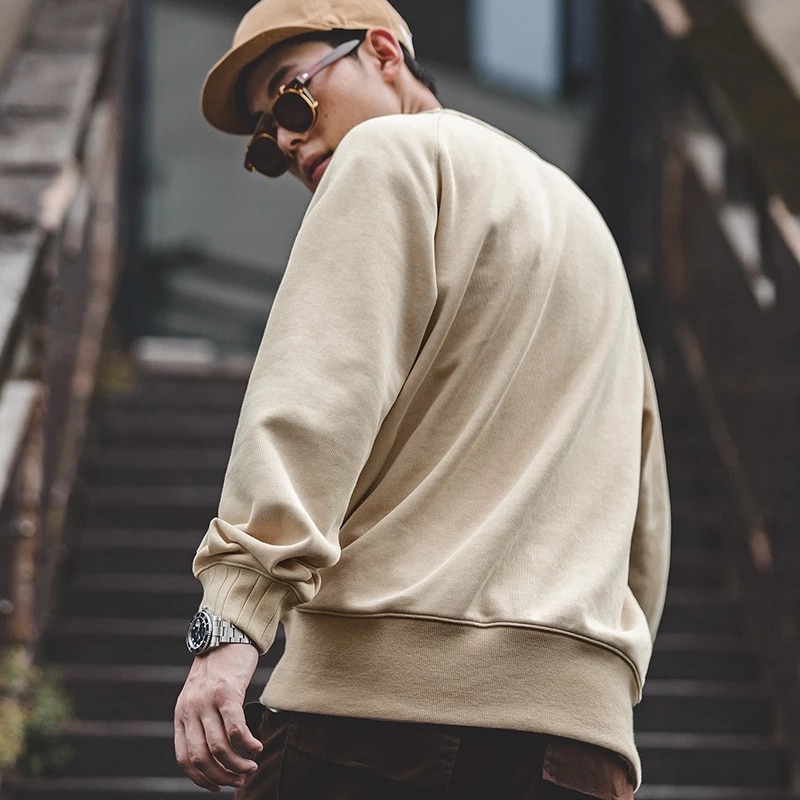 Maden Vintage Hoodies Sweatshirt Oversize Male Loose Cotton Solid Thicken Warm Sweatshirts Casual Knitting Hoodied Clothes