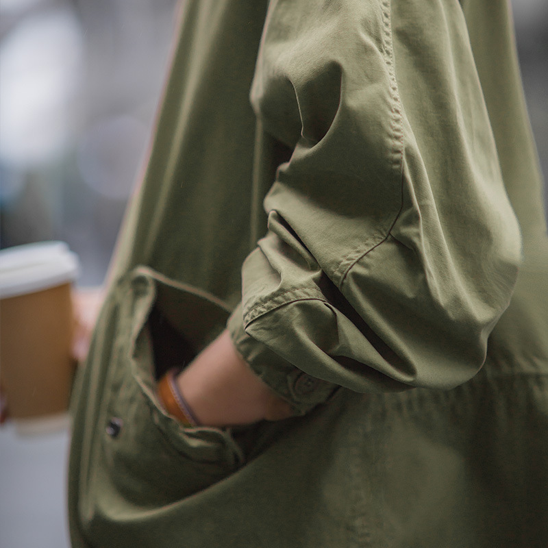 MADEN American Retro World War II M65 Trench Coat Parka Fishtail Trench Coat Long-Cut Coat Cape Coat Men