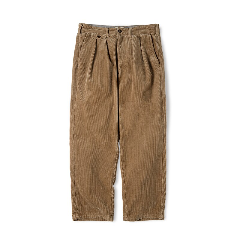 Maden Japanese Retro Loose Corduroy Pants Wide Leg Mid Waist Striped Velvet Straight Trousers Men's Winter Casual  Cargo Pants