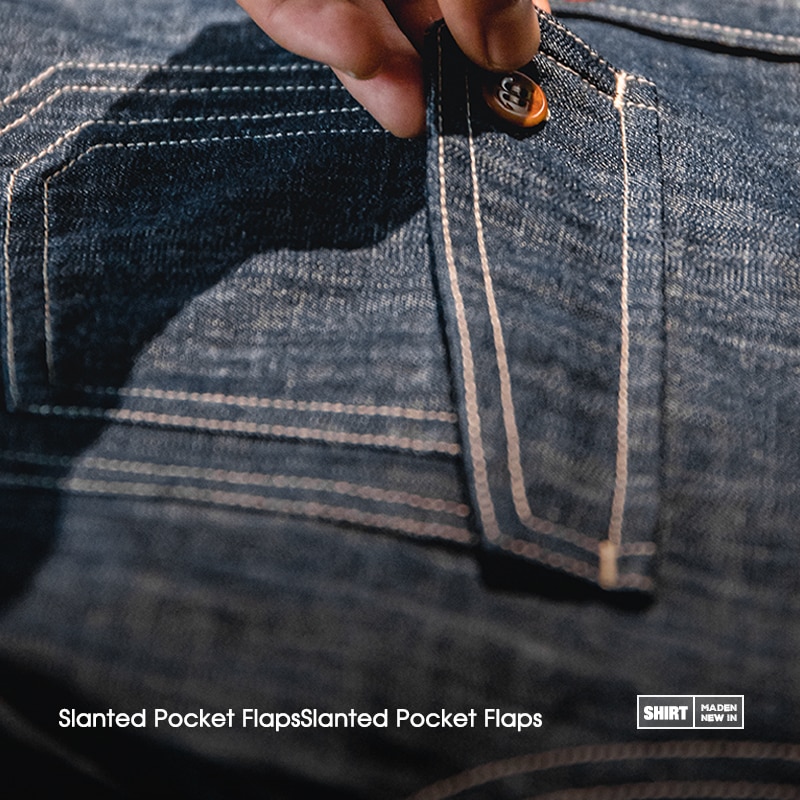 Maden Men Jeans Indigo Washed Solid Work Shirt Selvedge jeans Shirt Denim Shirt Long Sleeve Shirt Jacket Vintage Tops Clothing