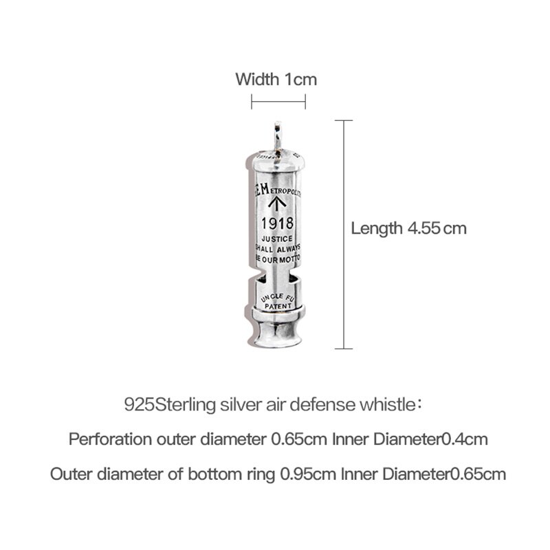 Maden 925 Silver Color Whistle Necklaces For Unisex Men Viking Boho Vintage World War II Whistle Pendant Necklace Jewelry