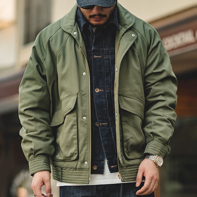 Maden Japanese Vintage Pilot Jackets Thickened Warm Cotton Pocket Coats Men's Autum Winter Coat Military Army Bomber Jacket