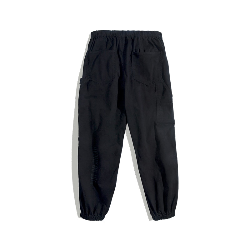 Maden Print Letter Cargo Pants Men Elastic Waist Pant SolidCotton Pocket Casual Vintage Men's Trendy Overalls