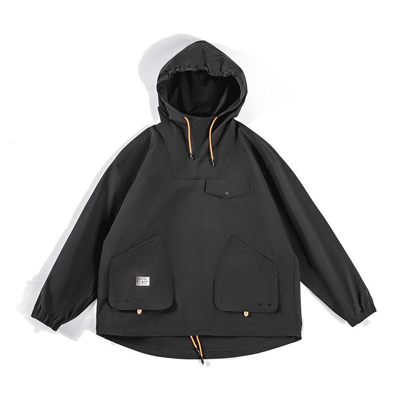 Maden Mountain Outdoor Multi-pocket Hooded Men's Jackets Spring Oversize Windbreak Parka Ginger Climbing Outerwear Track Jacket
