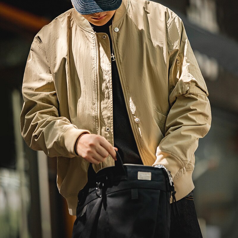 Maden MA 1 Jacket for Men Flight Bomber Jacket Khaki Vintage Short Coat High Quality Streetwear Winter Unisex Couple Coats 2022