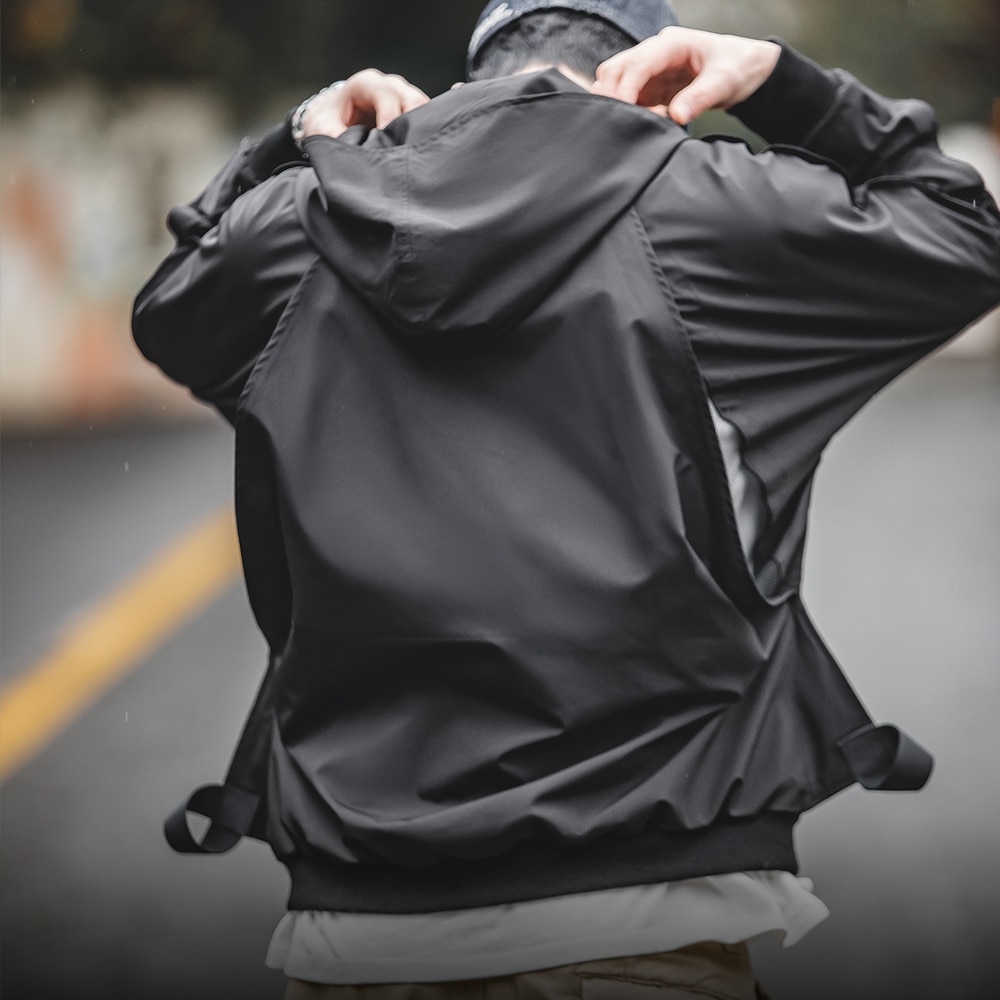 Maden American Casual Half-zip Hoodies Spring Motorcycle Men&#39;s Black Jacket Brand Outdoor Breathable Outerwear Male Windbreaker