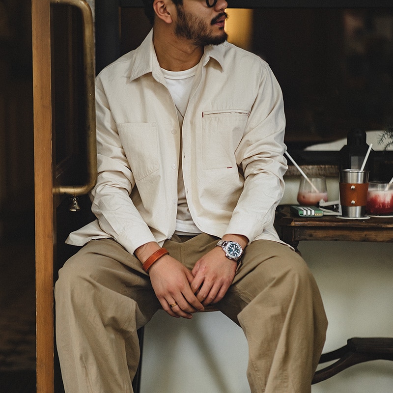 Maden Brand New Plus Size Cotton Shirt for Men Casual Mens Solid Color Shirts Long Sleeve