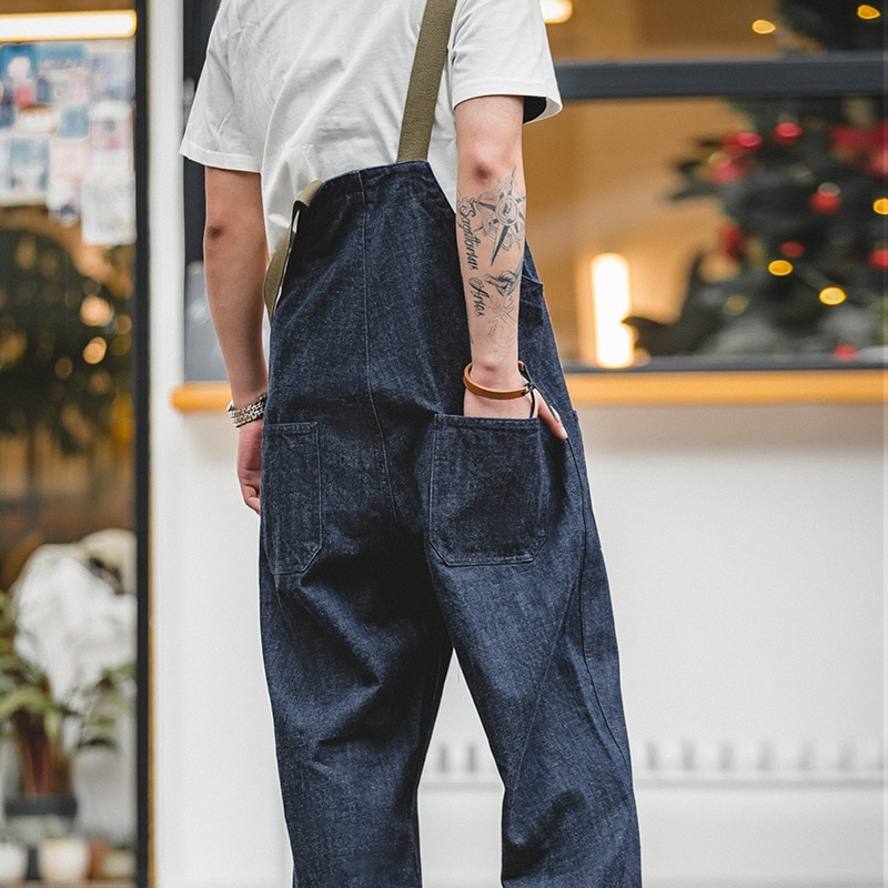 Maden Cargo Salopette Homme Jumpsuit American Vintage Navy Overalls Spring And Autumn Denim Straight Leg Jeans Men's Trend Pant