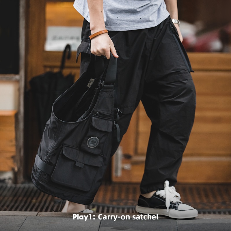 Maden Men Multi-pocket Tactical Vest Jacket &amp; Bag Japan Retro Multi-function Photography Waistcoat Wide Shoulder Strap Solid Bag