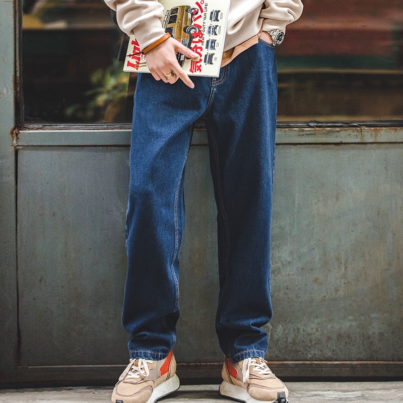 Maden Men Vintage Washed Denim Jeans Classic Casual Pants Baggy Wide Leg Trousers Brand Men&#39;s Clothing Oversize Denim Overalls