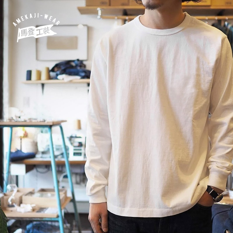 Maden Solid T-shirts Men Retro Cotton College Casual Vintage Long-sleeved T-shirt Candy Color Sports Bottoming Shirt Men