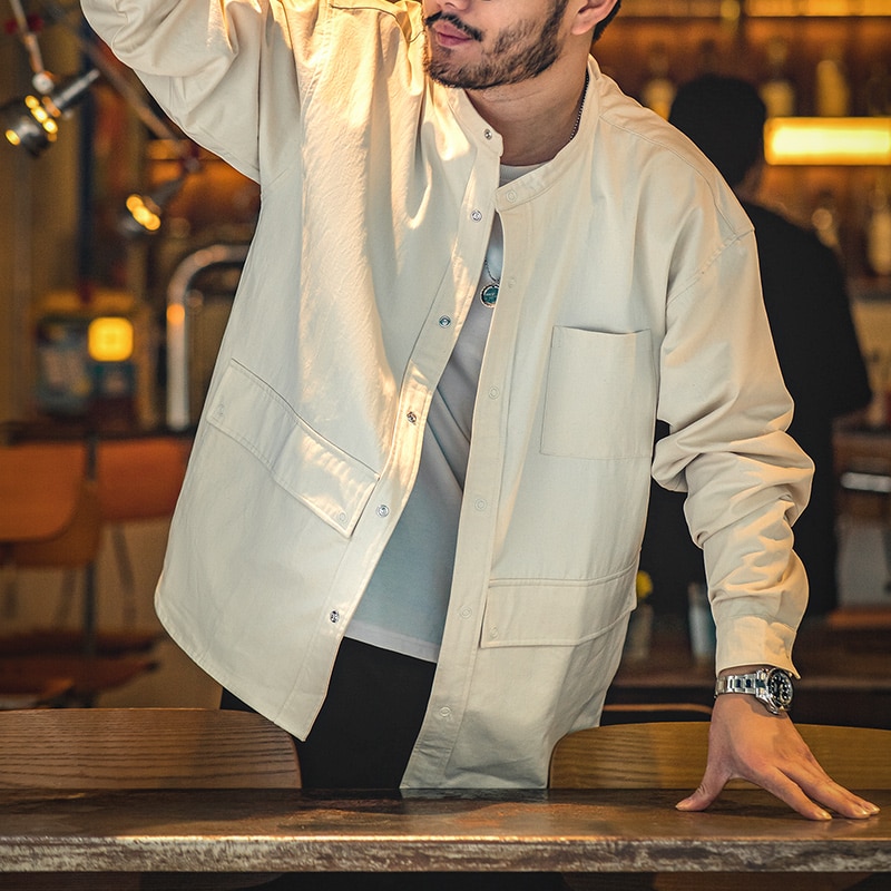 Maden Vintage 100 Cotton Shirt Jackets for Men Brand Casual Long Sleeve Pocket Shirts Fashion Outwear