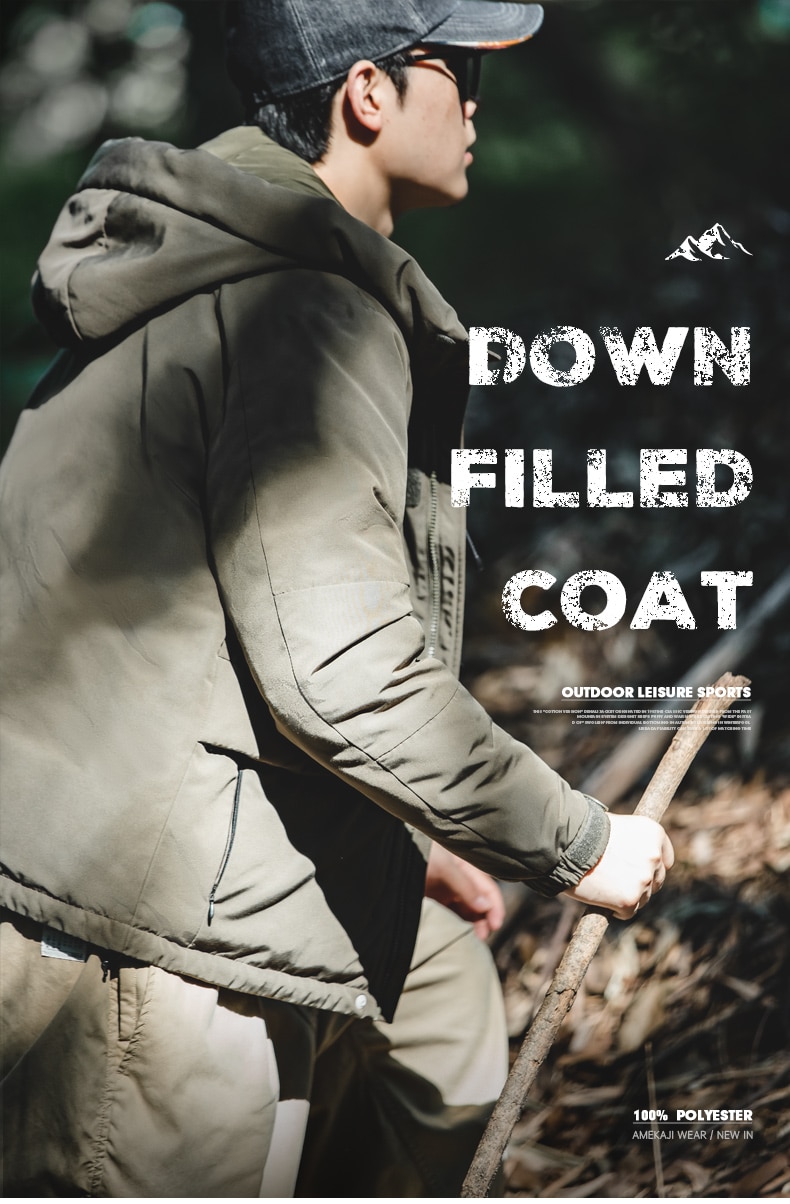 Maden Hooded White Duck Down Jackets for Men Outdoor Warm And Thick Winter Lightweight Coats Casual Short Puffer Jacket Overcoat