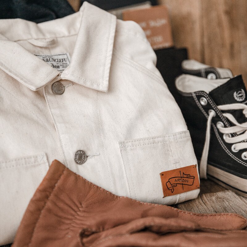 Maden White Jackets For Men Tooling French Retro Hunting Casual White Denim Jacket Shirt Slim Top Japanese Jacket Men's Trend