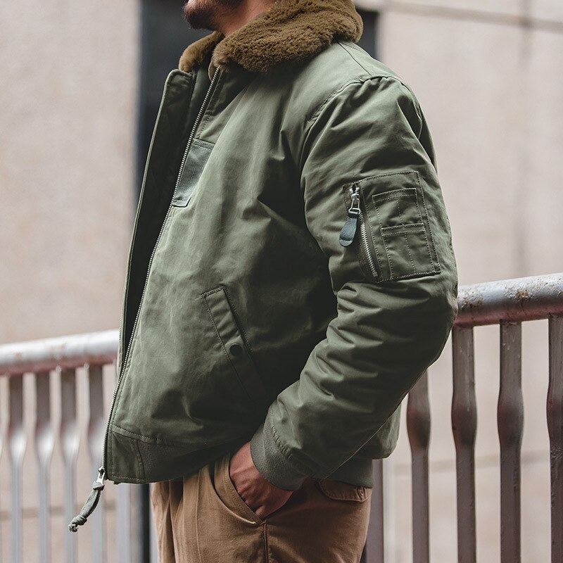Maden Vintage B15 Bomber Jackets for Men Winter Military Windbreak Coats Warm Thick  Padded Jackets Outdoor Motorcycle Parkas