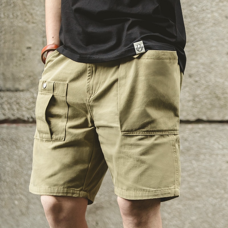 Maden Vintage Big Pocket Cargo Shorts Men&#39;s Amekaji Casual P37 Military Short Pants Summer Plain 100% Cotton Tactical Shorts