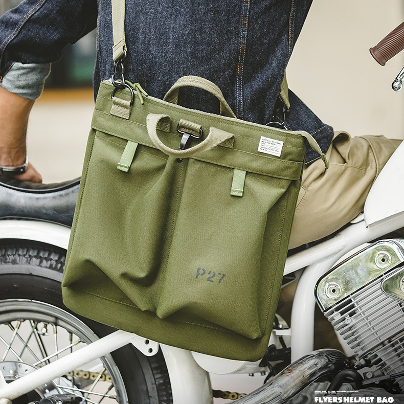 Maden Vintage Helmet Canvas Crossbody Shoulder Large Capacity Tablet Handbag